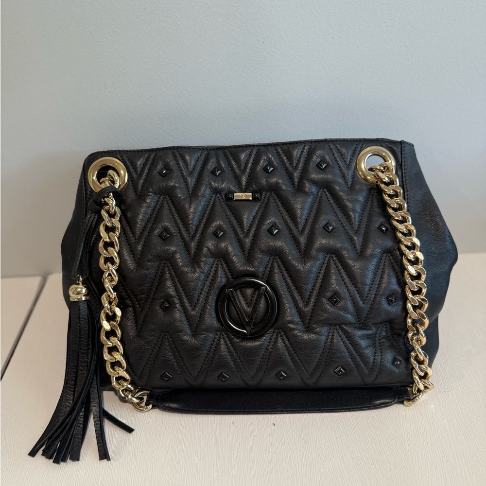 **SOLD**Mario Valentino Black and Gold Quilted